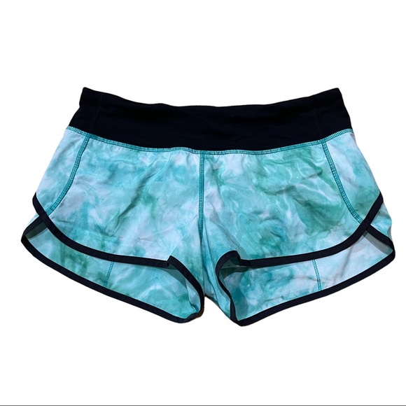 Lululemon Run Speed Athletic Shorts Space Dye White Blue Tropics Women’s Size 6